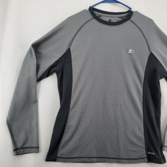 Starter Dri-Star Shirt Men's Long Sleeve Crew Neck Pullover Gray Large - Picture 4 of 12